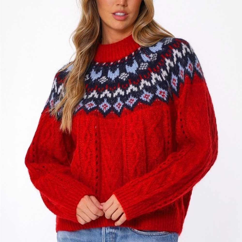 Rag and Bone red willow wool Fairisle sweater